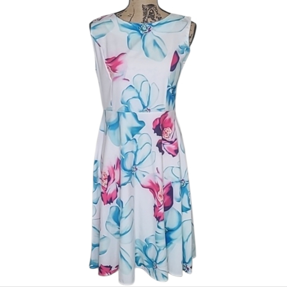Sleeveless Floral Fit and Flare Dress